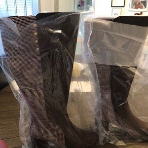 Knee high wide calf boot